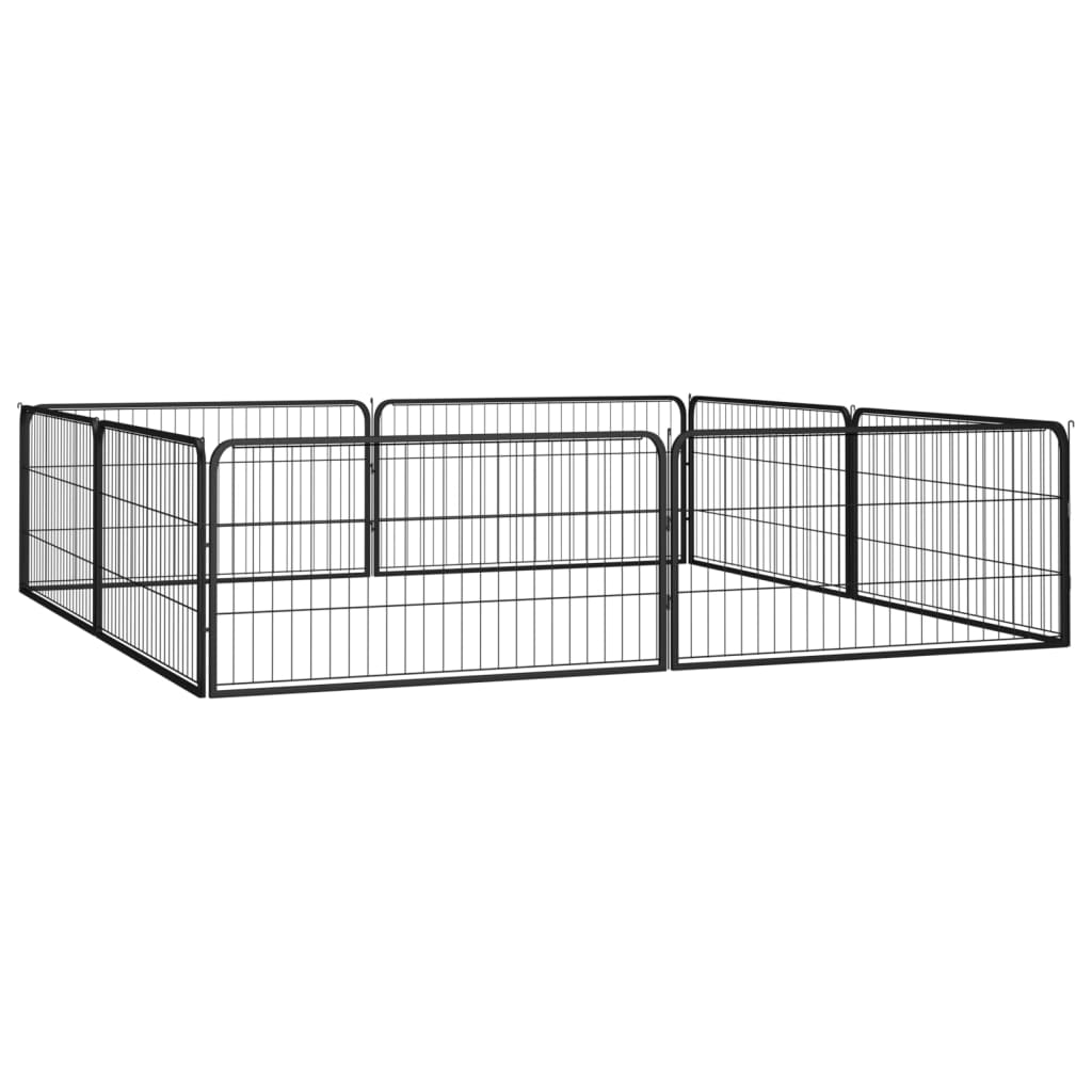 Vidaxl Dog Kennel 8 Panels 100x50 cm pulver -belagt stål sort