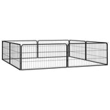 Vidaxl Dog Kennel 8 Panels 100x50 cm pulver -belagt stål sort