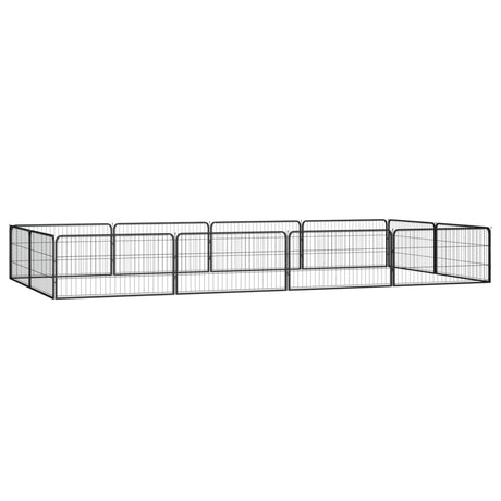 Vidaxxl Hundehütte 12 Paneele 100x50 cm pulverbeschichteter Stahl schwarz