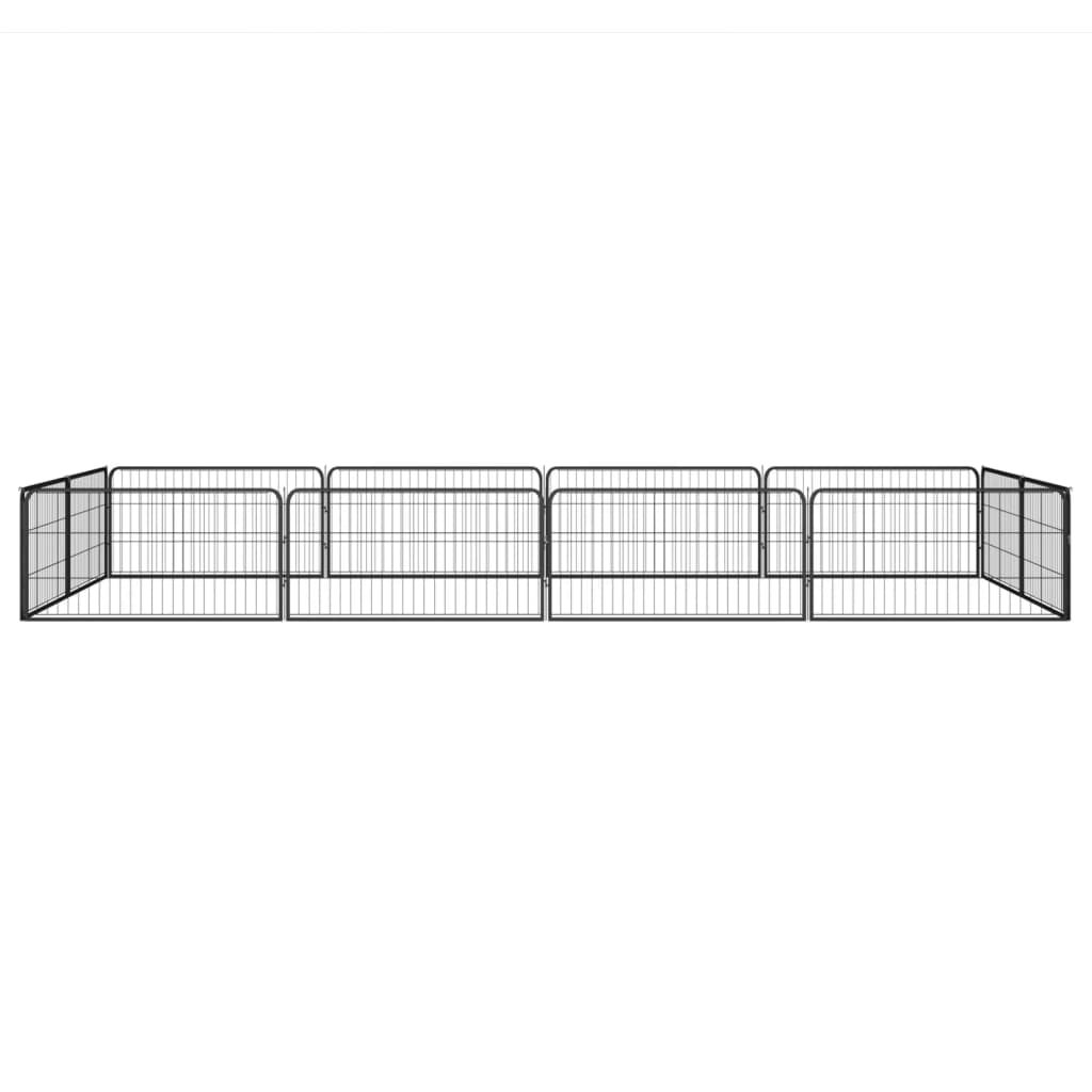 Vidaxl Hond Kennel 12 Panelen 100x50 cm puder -coated Stol schwaarz