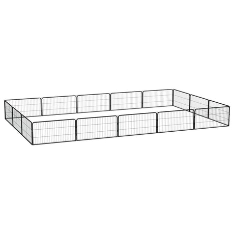 VidaXL Hundehütte 16 Paneele 100x50 cm pulverbeschichteter Stahl schwarz