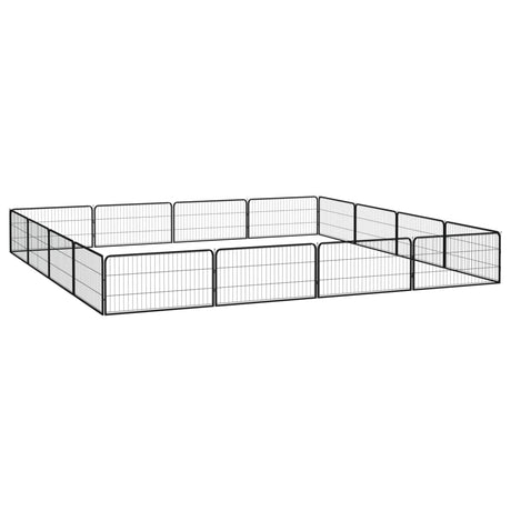 VidaXL Hundehütte 16 Paneele 100x50 cm pulverbeschichteter Stahl schwarz