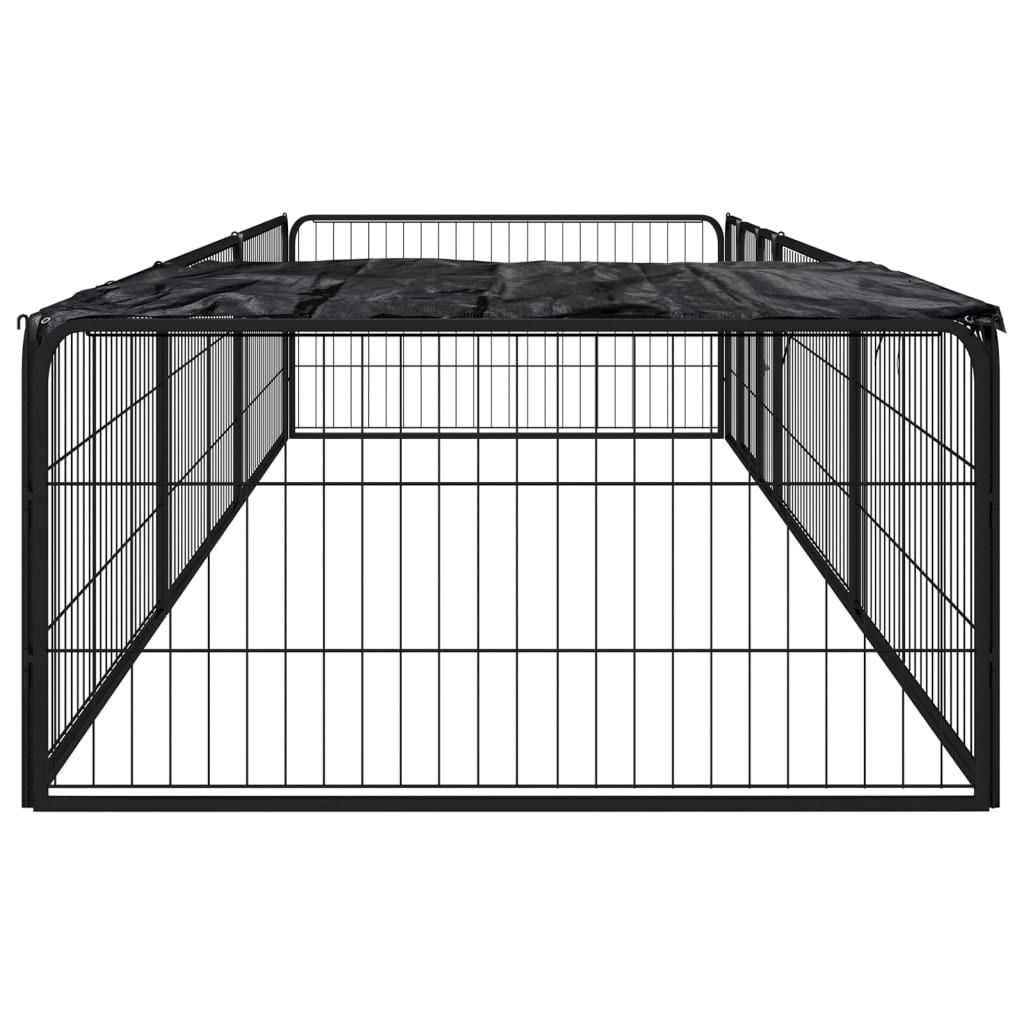 Vidaxl -Hund Kennel 8 Paneele 100x50 cm Pulver -Stahlschwarz