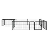 Vidaxl Hond Kennel 12 Panelen 100x50 cm puder -coated Stol schwaarz