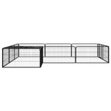 Vidaxl Hond Kennel 12 Panelen 100x50 cm puder -coated Stol schwaarz