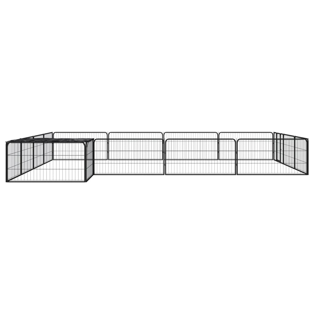 Vidaxl Dog Kennel 16 Panels 100x50 cm pulverlakkert stål svart