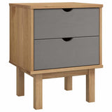 Vidaxl nachtkastje otta 45x39x57 cm grenenhout bruin en grijs