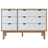 Vidaxl ladekast otta 111x43x73,5 cm massief grenenhout bruin en wit