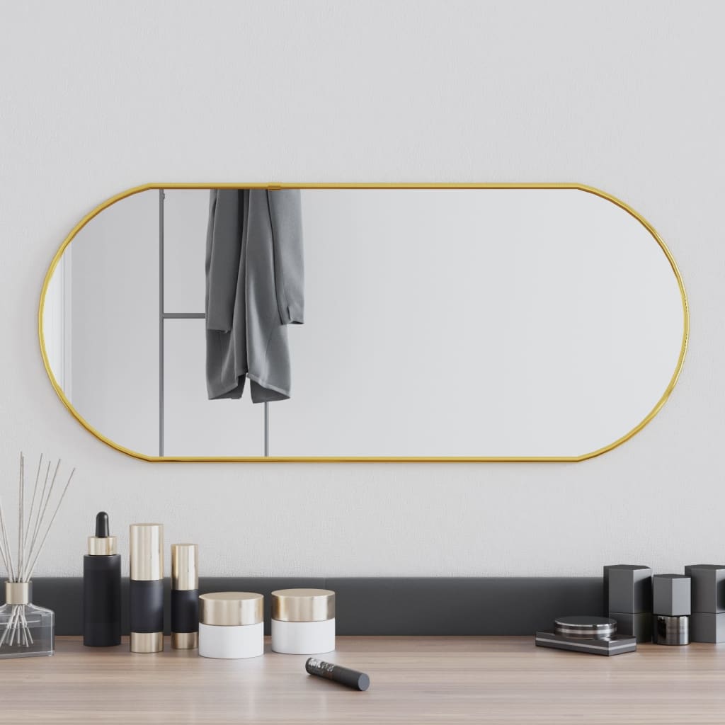 Vidaxl Wall Mirror 70x30 cm Oval guldfarvet