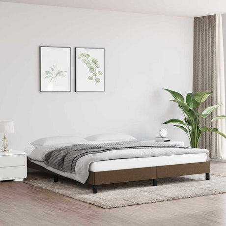 Vidaxl bedframe zonder matras stof donkerbruin 160x200 cm