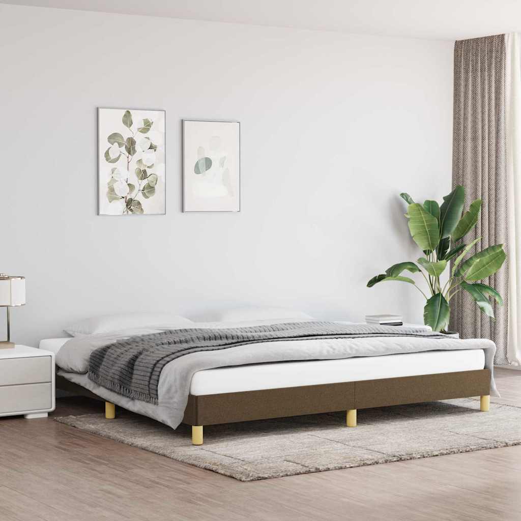 Vidaxl bedframe zonder matras stof donkerbruin 200x200 cm