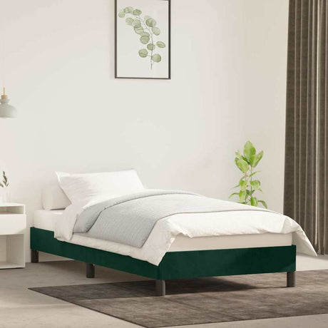 Vidaxl bedframe zonder matras 100x200 cm fluweel donkergroen