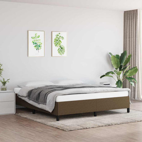 Vidaxl bedframe zonder matras stof donkerbruin 160x200 cm