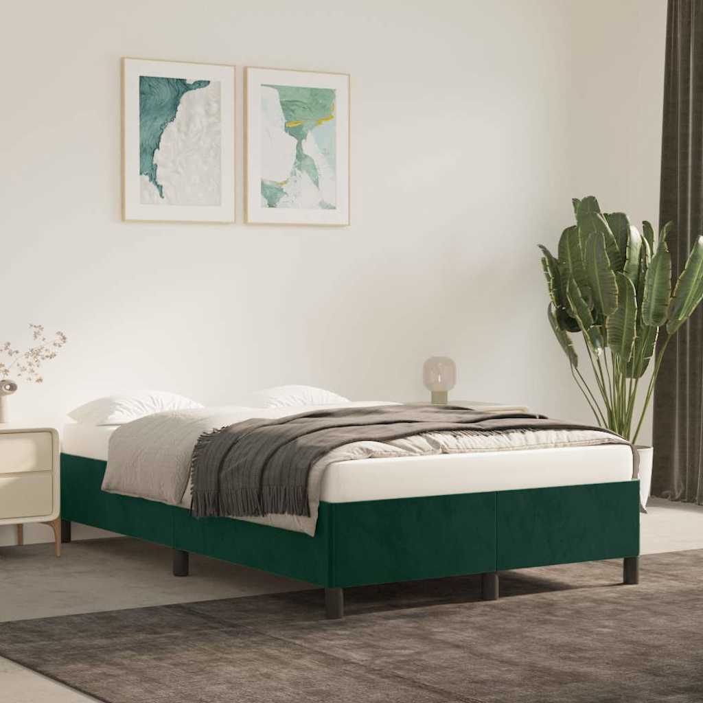Vidaxl bedframe zonder matras 120x200 cm fluweel donkergroen