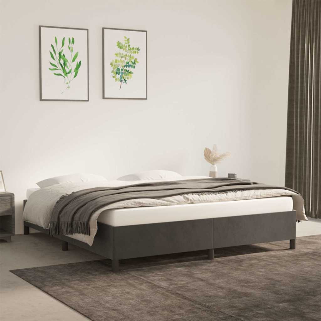 Vidaxl bedframe zonder matras 160x200 cm fluweel donkergrijs