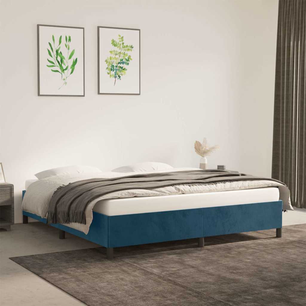 Vidaxl bedframe zonder matras 160x200 cm fluweel donkerblauw