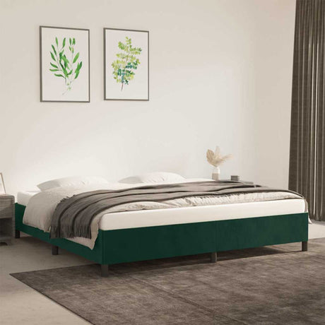 Vidaxl bedframe zonder matras 200x200 cm fluweel donkergroen