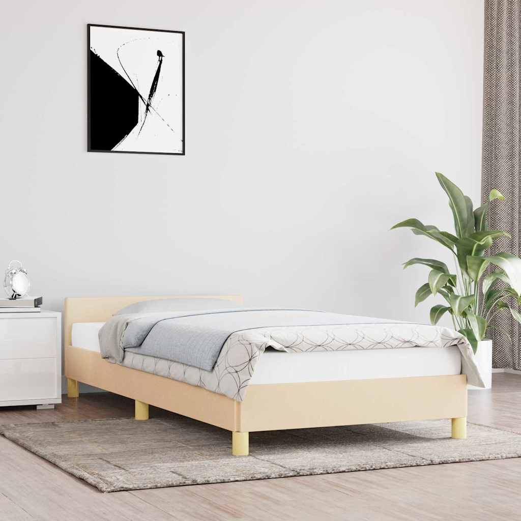 Vidaxl bedframe met hoofdeinde zonder matras 80x200 cm stof crème