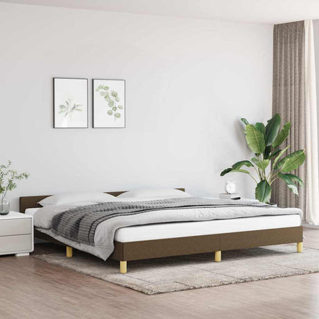 Vidaxl bedframe zonder matras stof donkerbruin 200x200 cm