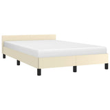 Vidaxl bedframe met hoofdeinde zonder matras 120x200 cm crèmekleurig