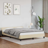 Vidaxl bedframe met hoofdeinde zonder matras 140x190 cm crèmekleurig