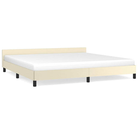 Vidaxl bedframe met hoofdeinde zonder matras 200x200 cm crèmekleurig