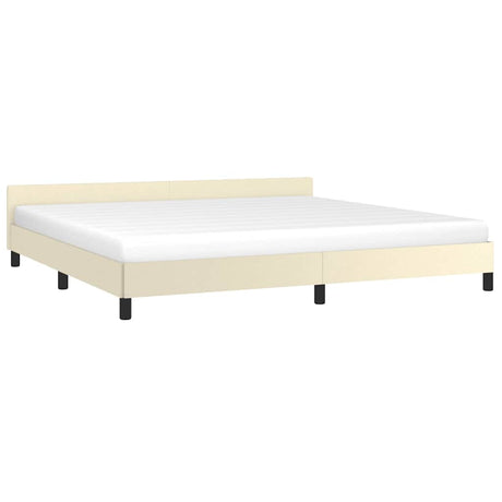 Vidaxl bedframe met hoofdeinde zonder matras 200x200 cm crèmekleurig