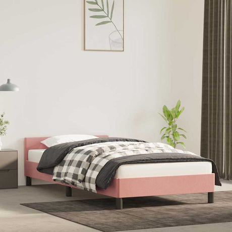 Vidaxl bedframe met hoofdeinde zonder matras 80x200 cm fluweel roze