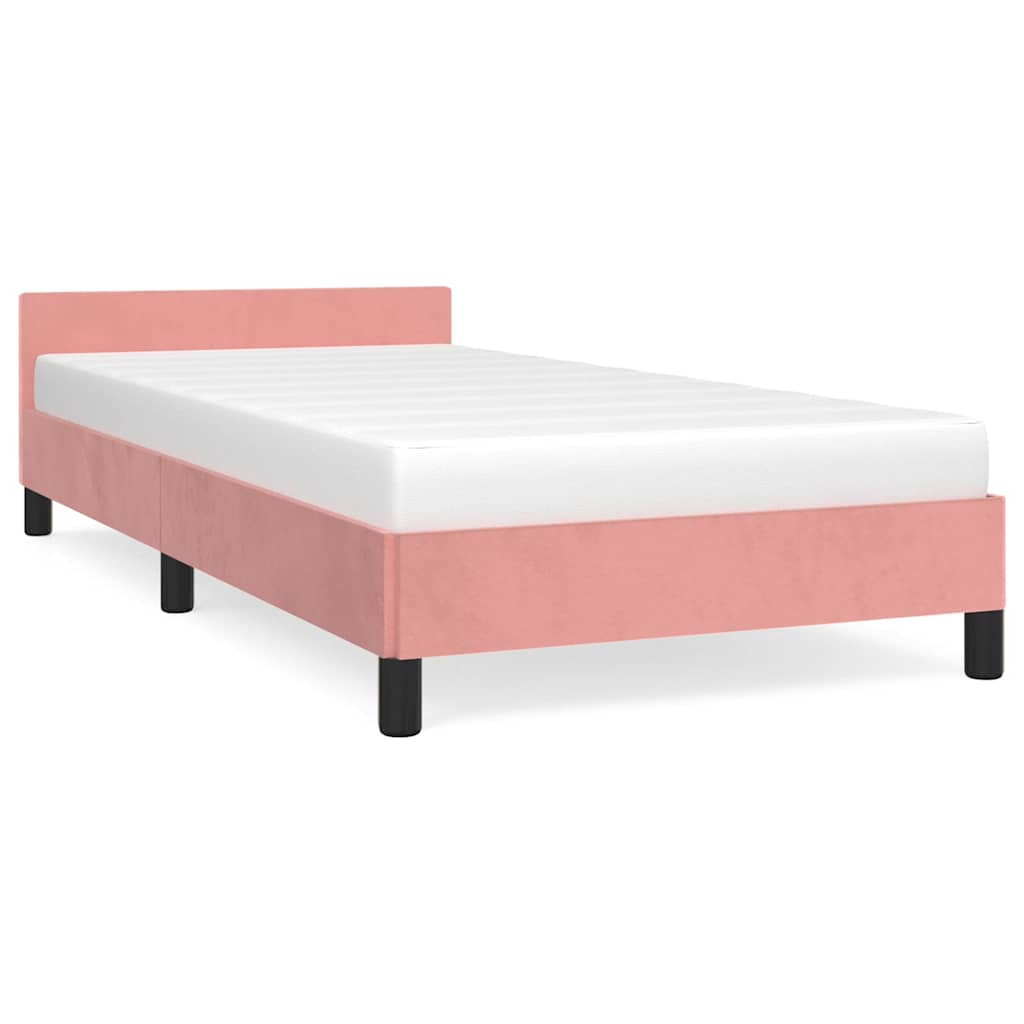 Vidaxl bedframe met hoofdeinde zonder matras 90x190 cm fluweel roze