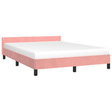 Vidaxl bedframe met hoofdeinde zonder matras 140x190 cm fluweel roze