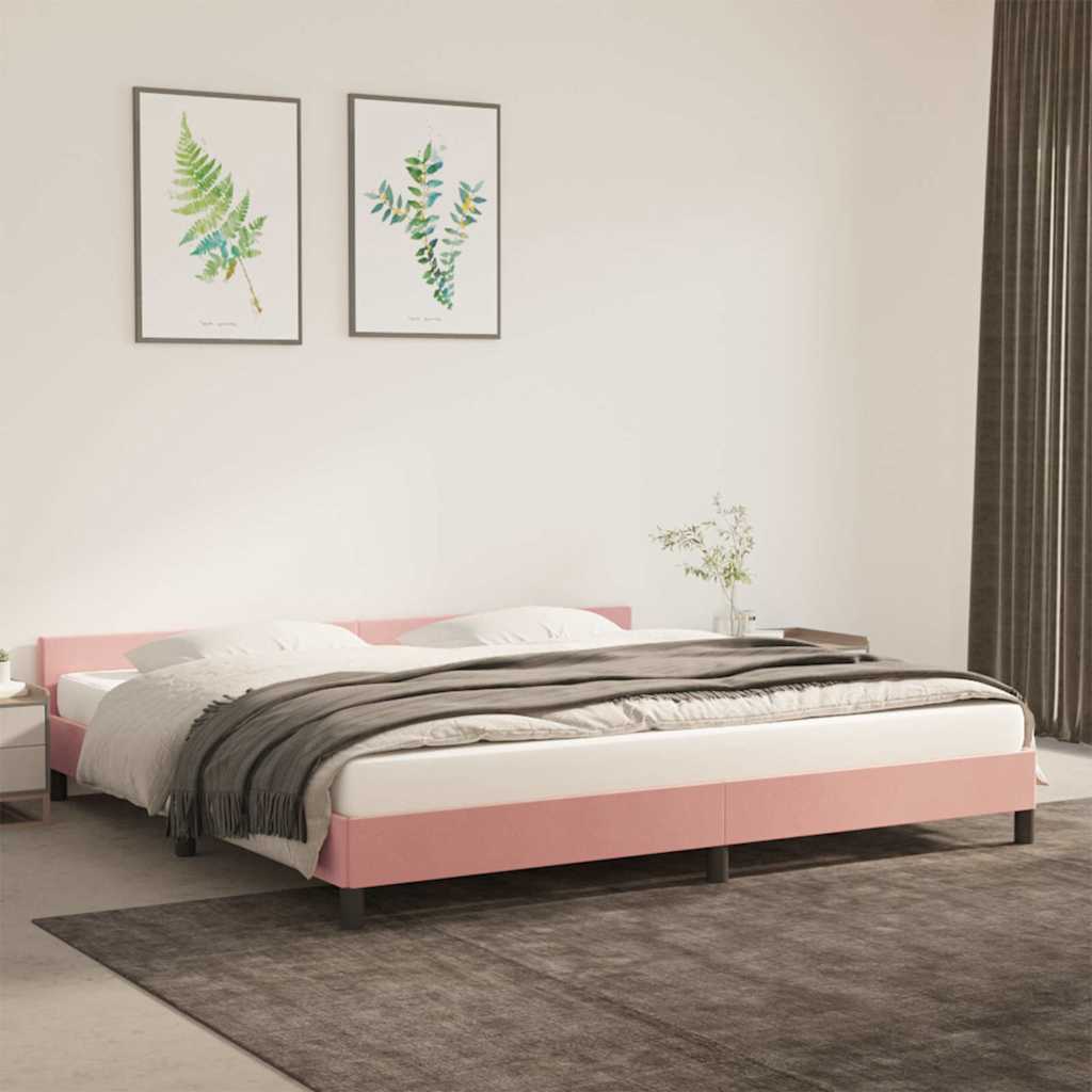 Vidaxl bedframe met hoofdeinde zonder matras 200x200 cm fluweel roze