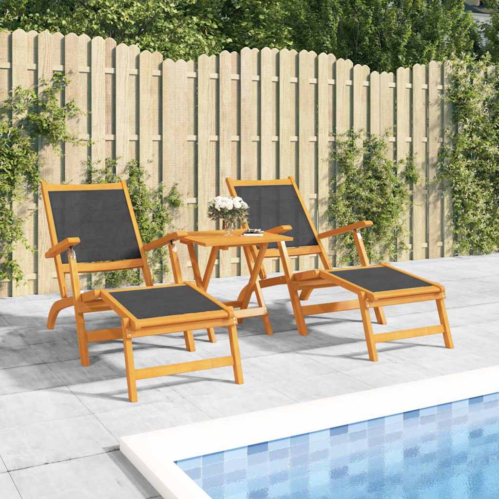 Vidaxl terrasstoelen met tafel massief acaciahout en textileen