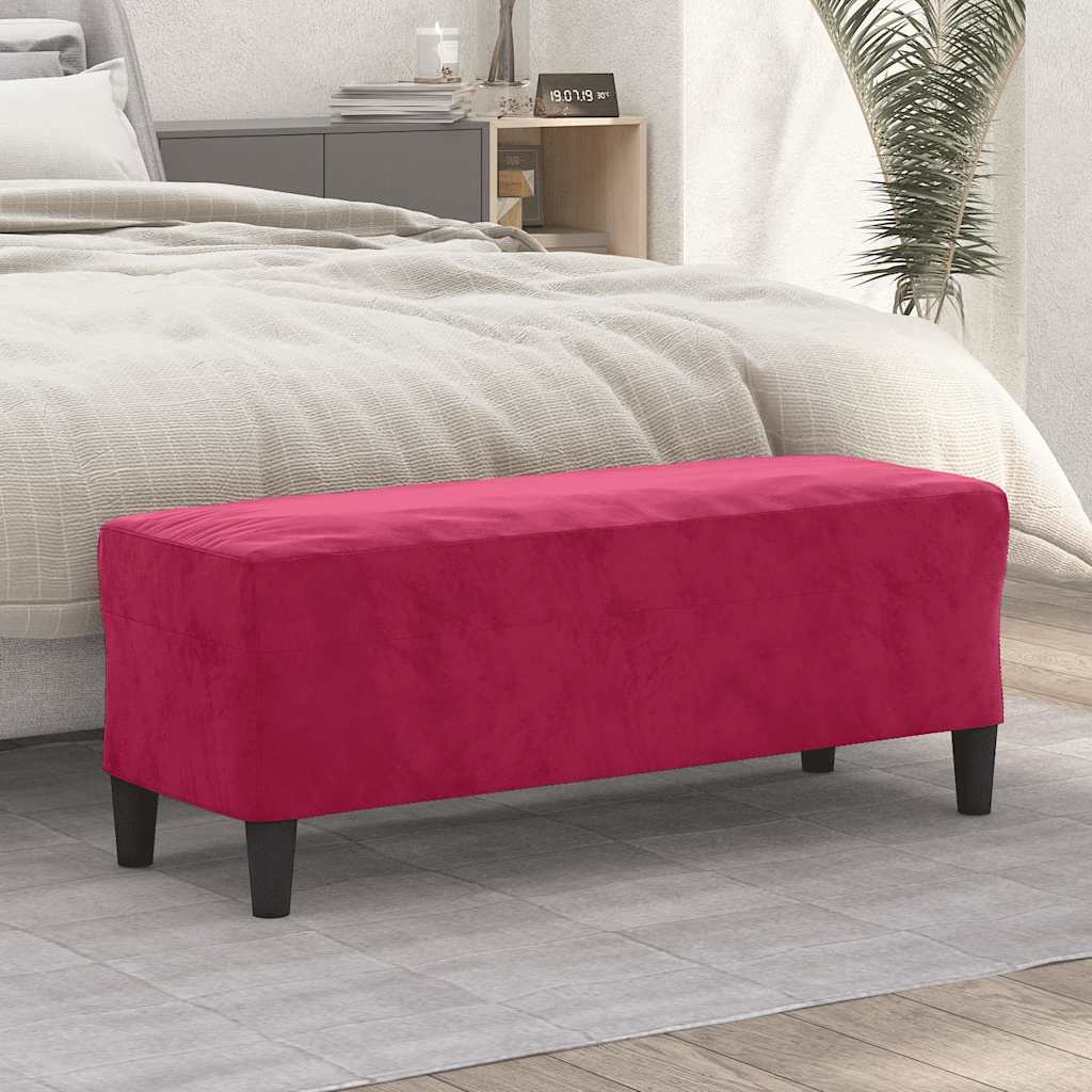 Vidaxl bankje 100x35x41 cm fluweel wijnrood