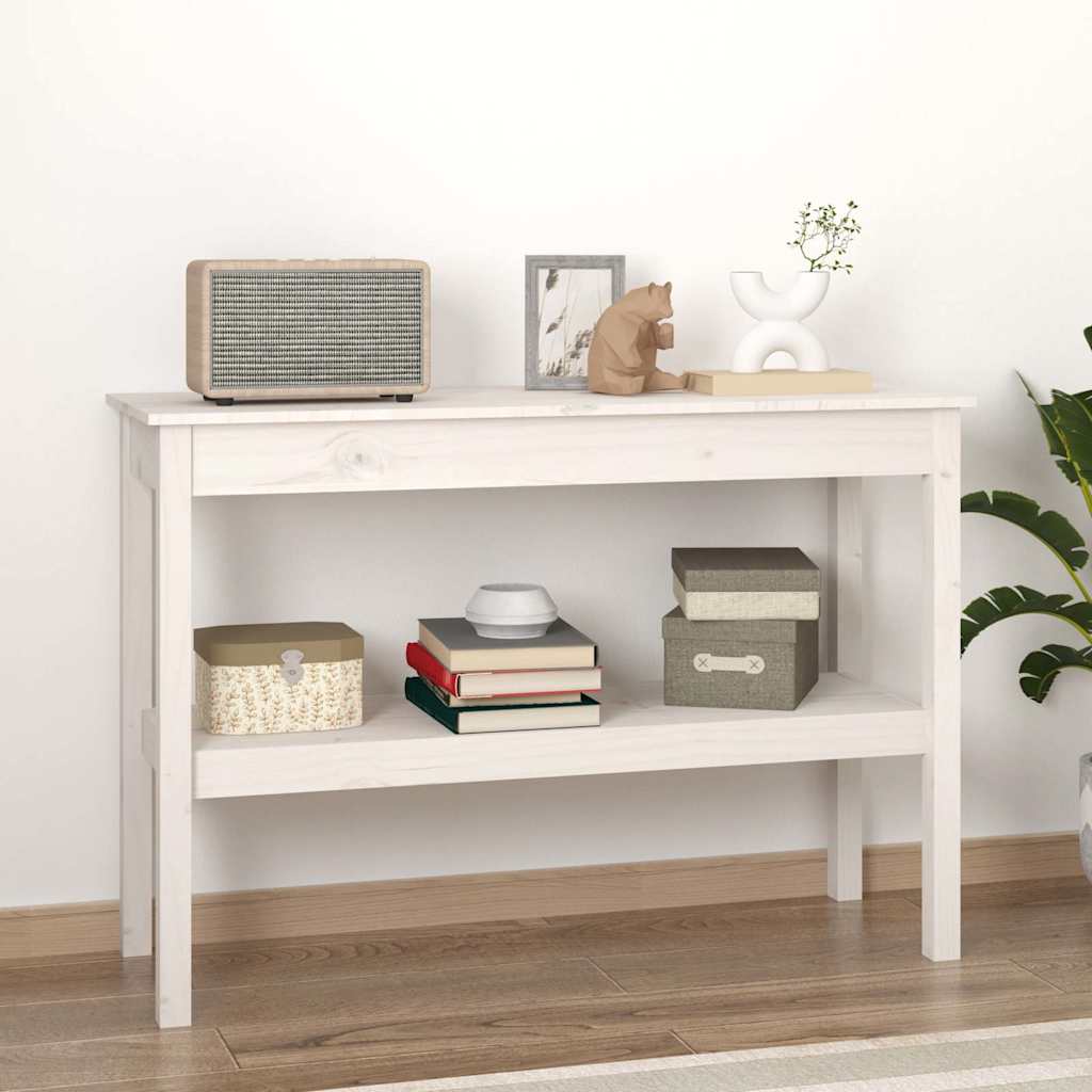 Vidaxl wandtafel 110x40x75 cm massief grenenhout wit