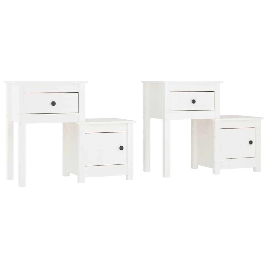 Vidaxl nachtkastjes 2 st 79,5x38x65,5 cm massief grenenhout wit