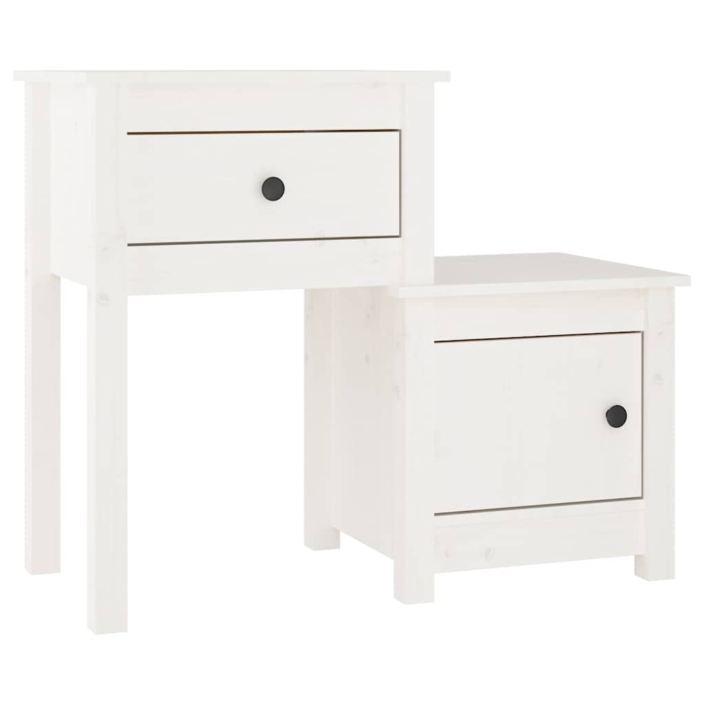 Vidaxl nachtkastjes 2 st 79,5x38x65,5 cm massief grenenhout wit