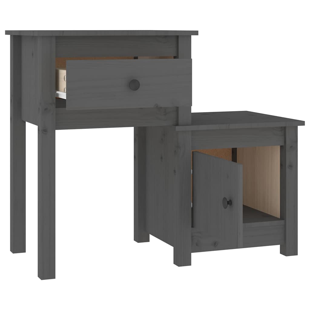 Vidaxl nachtkastje 79,5x38x65,5 cm massief grenenhout grijs