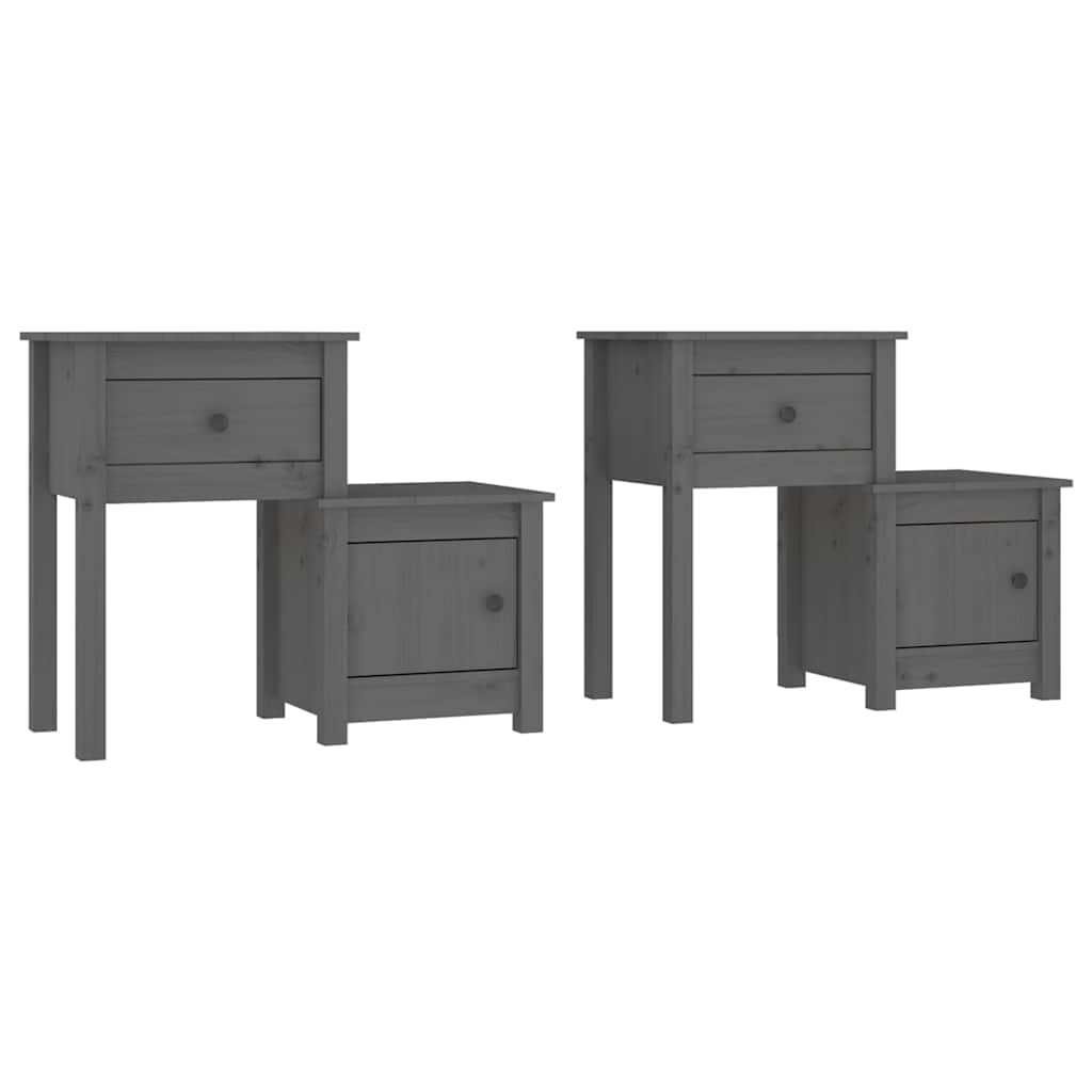Vidaxl nachtkastjes 2 st 79,5x38x65,5 cm massief grenenhout grijs
