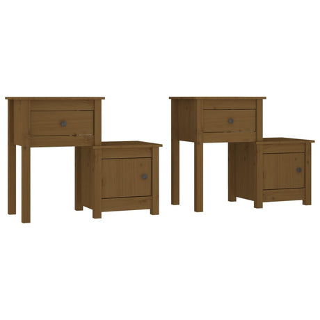 Vidaxl nachtkastjes 2 st 79,5x38x65,5 cm grenenhout honingbruin