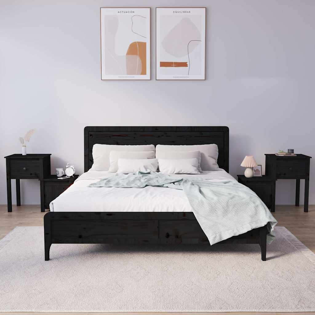 Vidaxl nachtkastjes 2 st 79,5x38x65,5 cm massief grenenhout zwart