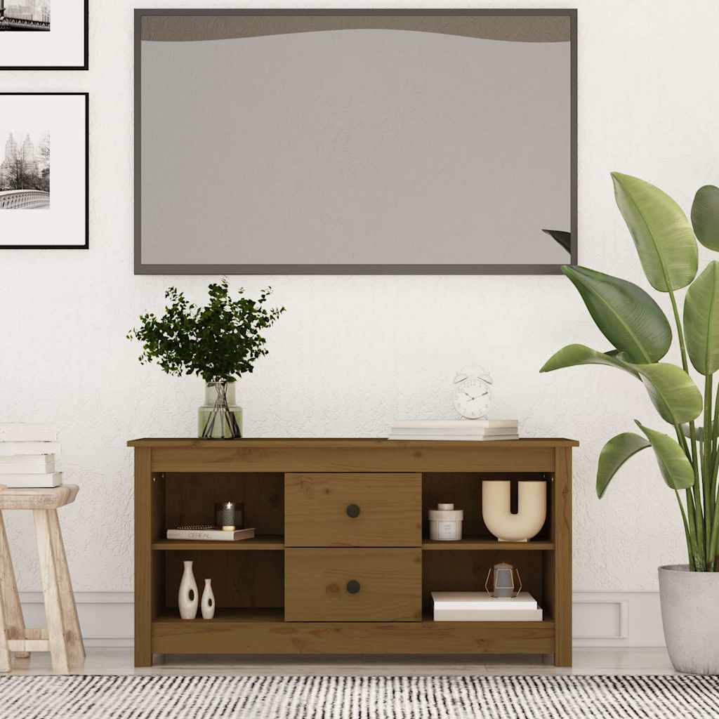 Vidaxl tv-meubel 103x36,5x52 cm massief grenenhout honingbruin