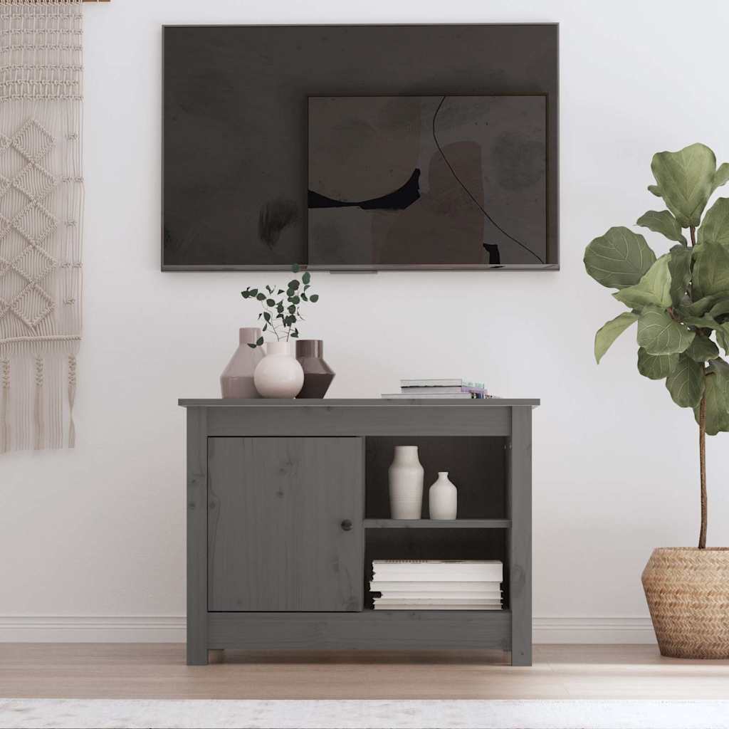 Vidaxl tv-meubel 70x36,5x52 cm massief grenenhout grijs