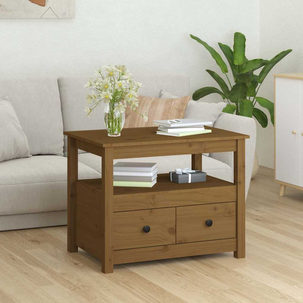 Vidaxl salontafel 71x49x55 cm massief grenenhout honingbruin
