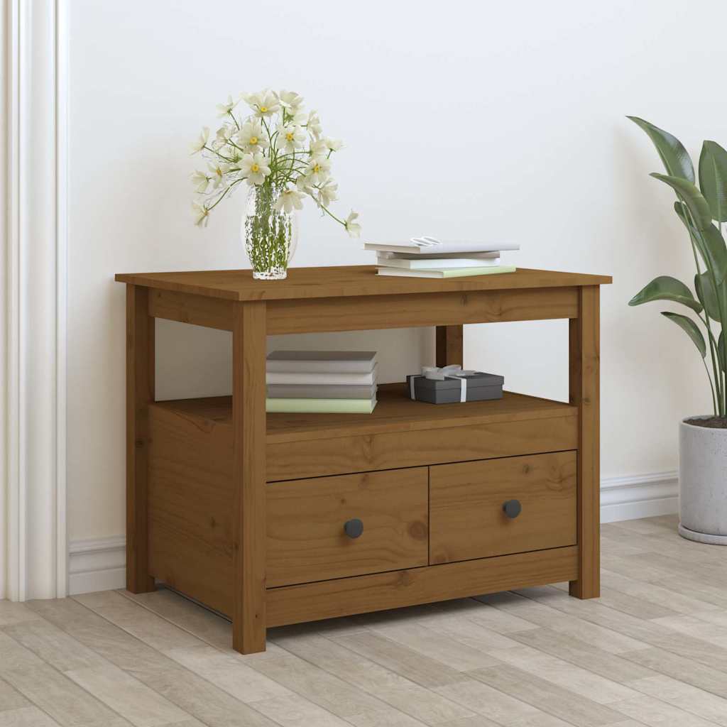 Vidaxl salontafel 71x49x55 cm massief grenenhout honingbruin