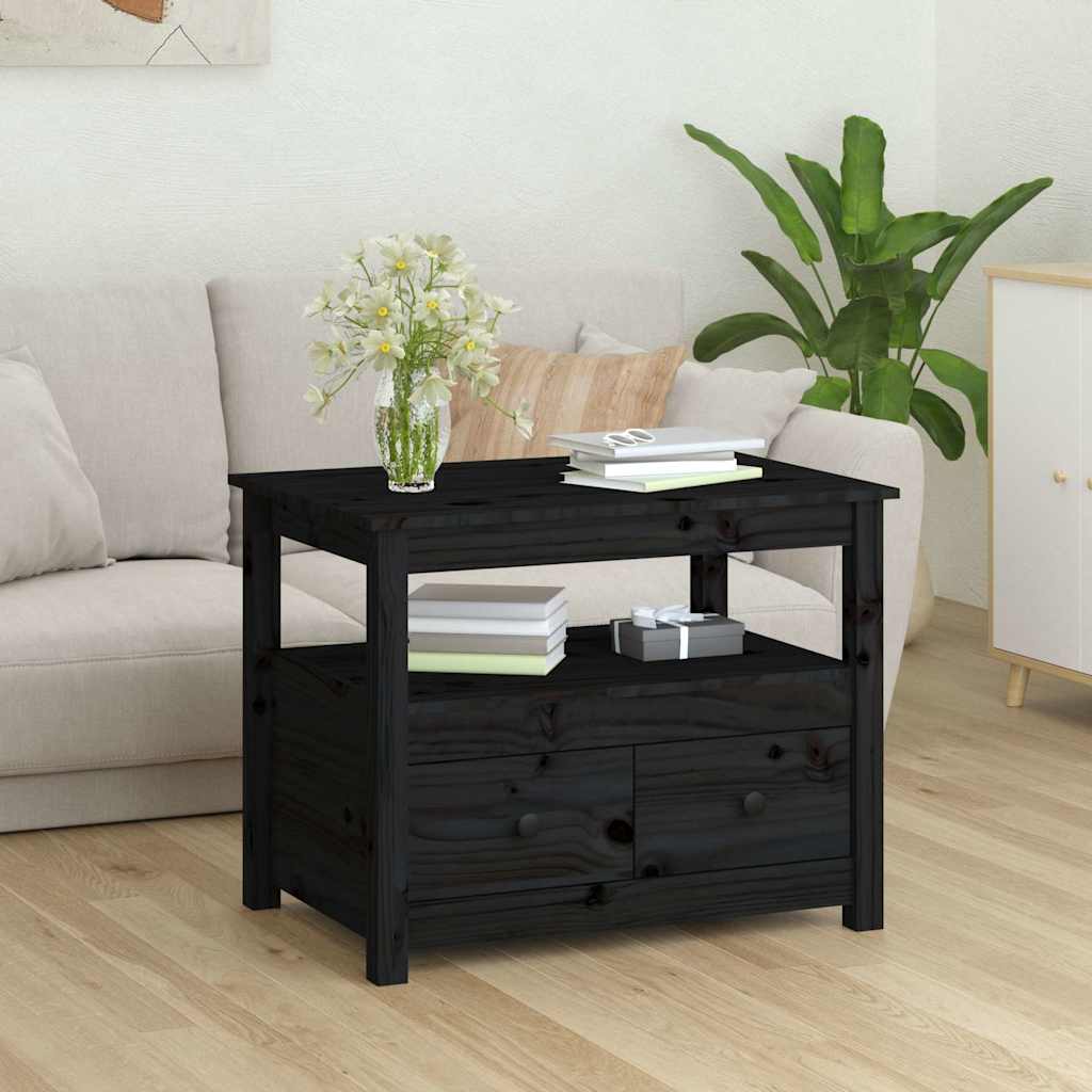 Vidaxl salontafel 71x49x55 cm massief grenenhout zwart
