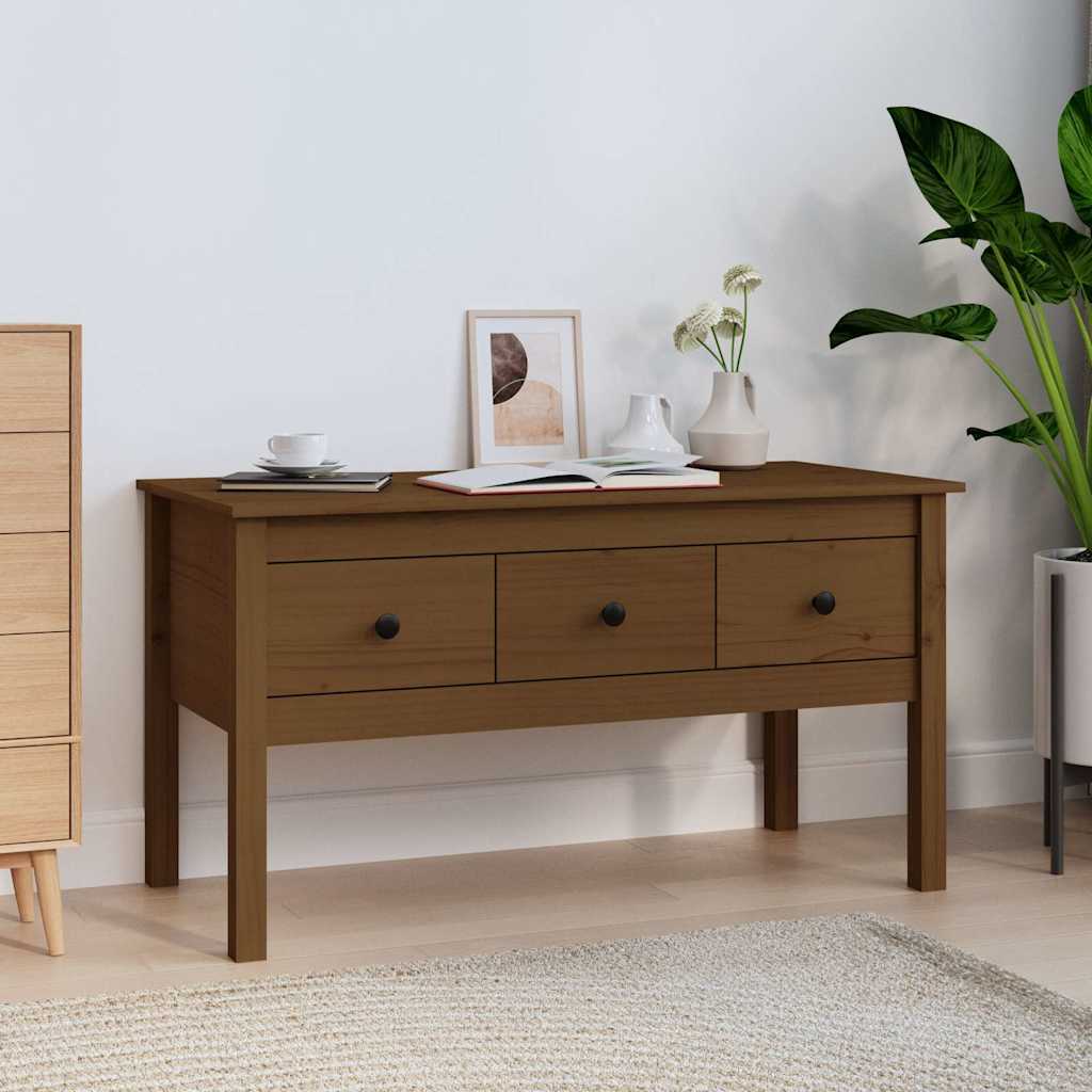 Vidaxl salontafel 102x49x55 cm massief grenenhout honingbruin