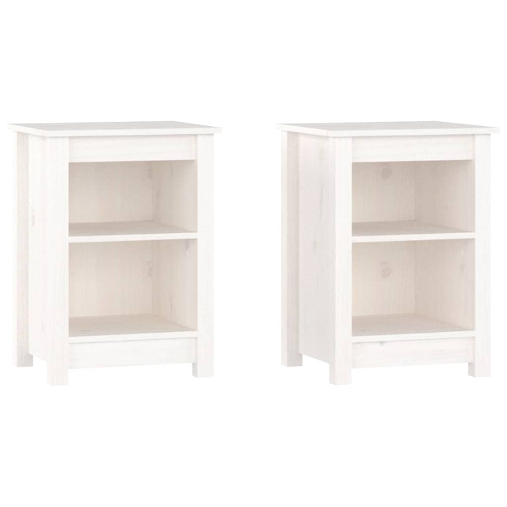 Vidaxl nachtkastjes 2 st 40x35x55 cm massief grenenhout wit