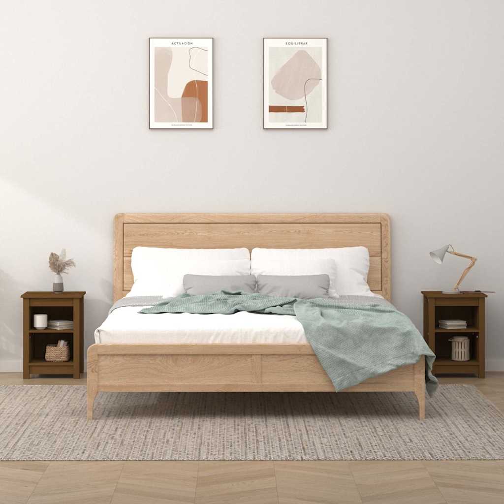 Vidaxl nachtkastjes 2 st 40x35x55 cm massief grenenhout honingbruin