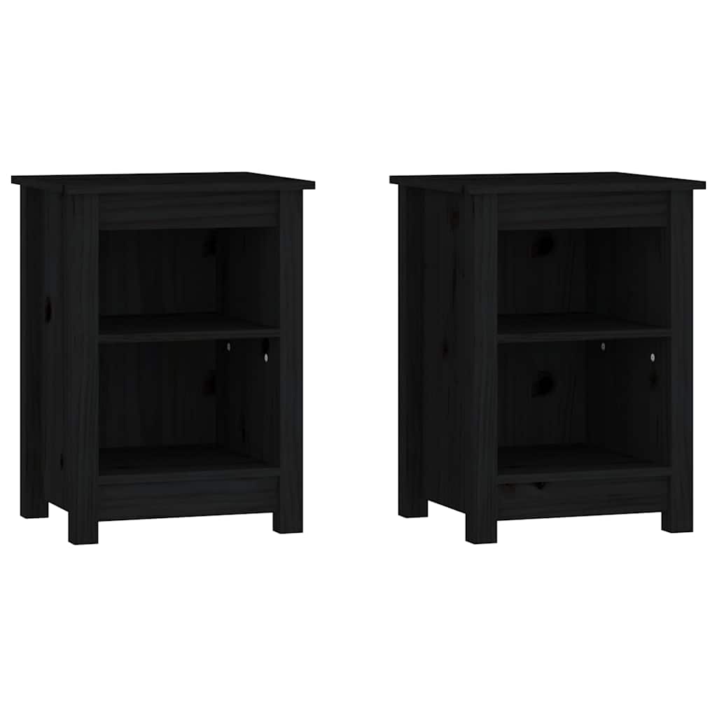 Vidaxl nachtkastjes 2 st 40x35x55 cm massief grenenhout zwart