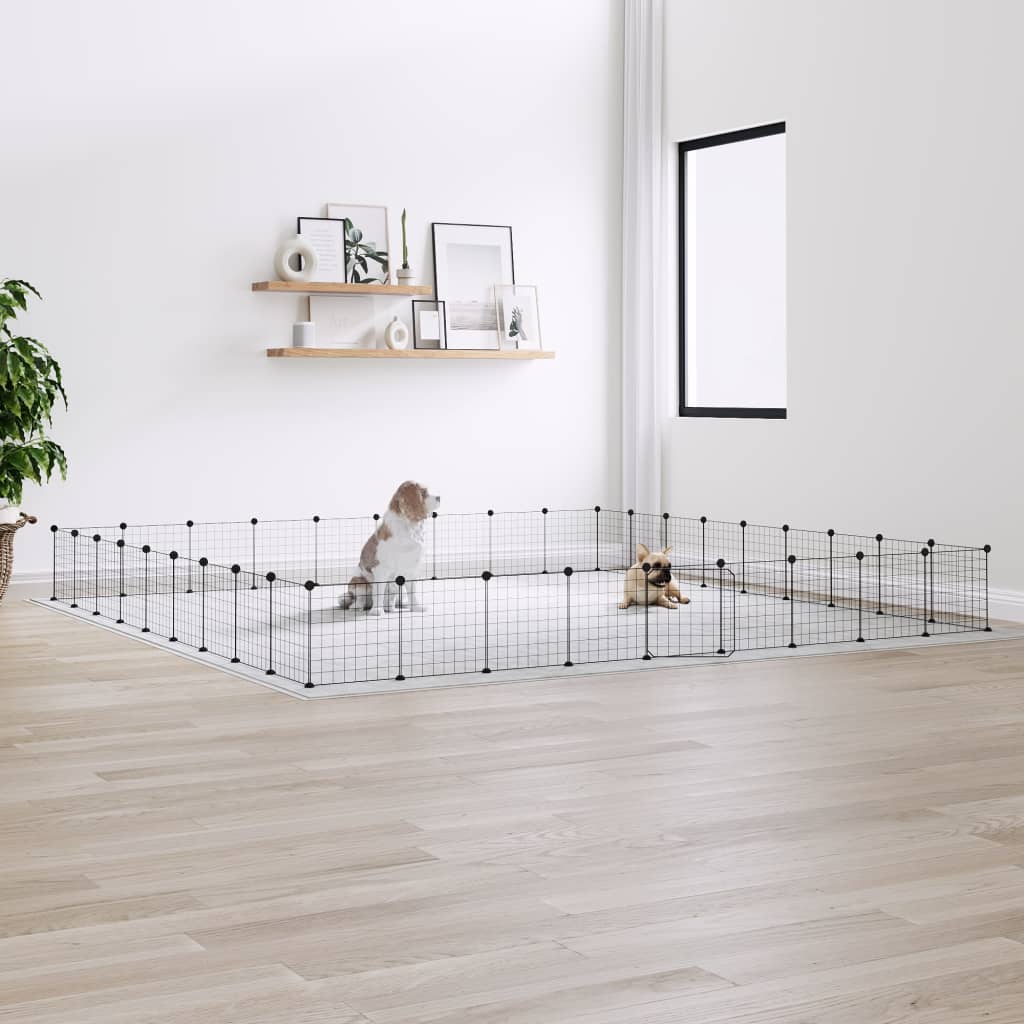 Vidaxl Pets Cage med dør 36 paneler 35x35 cm stål svart